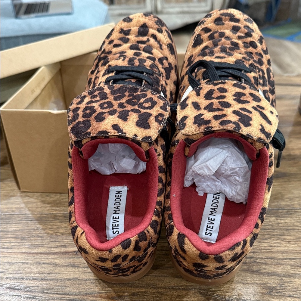 Steve Madden Animal Print Sneakers with Black Accents